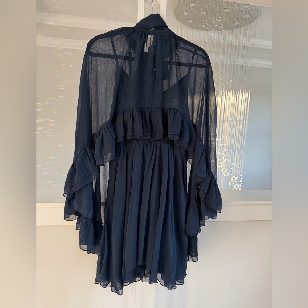 Commense Navy Ruffled Cape Two Piece Dress - Picture 5 of 8